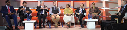 The thought leadership panel at the Siemens hosted Future of Manufacturing conference (left to right): Dan Moodley (VP digital factory, Siemens southern and eastern Africa), Raymond Padayachee (VP process industries and drives Siemens southern and east Africa), Beeuwen Gerryts (Department of Science and Technology), Coenraad Bezuidenhout (Manufacturing Circle), Pontsho Maruping (Technology Innovation Agency), Martyn Davies (CEO, Frontier Advisory), Nomfuneko Majaja (Department of Trade and Industry) and Chris Gibbons (MC Siemens Future of Manufacturing).